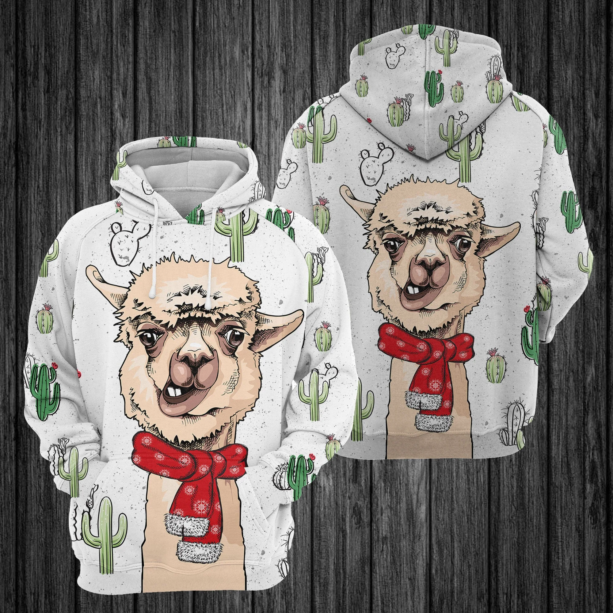 Llama Cactus Pullover Premium Hoodie, Perfect Outfit For Men And Women On Christmas New Year Autumn Winter - Image 2