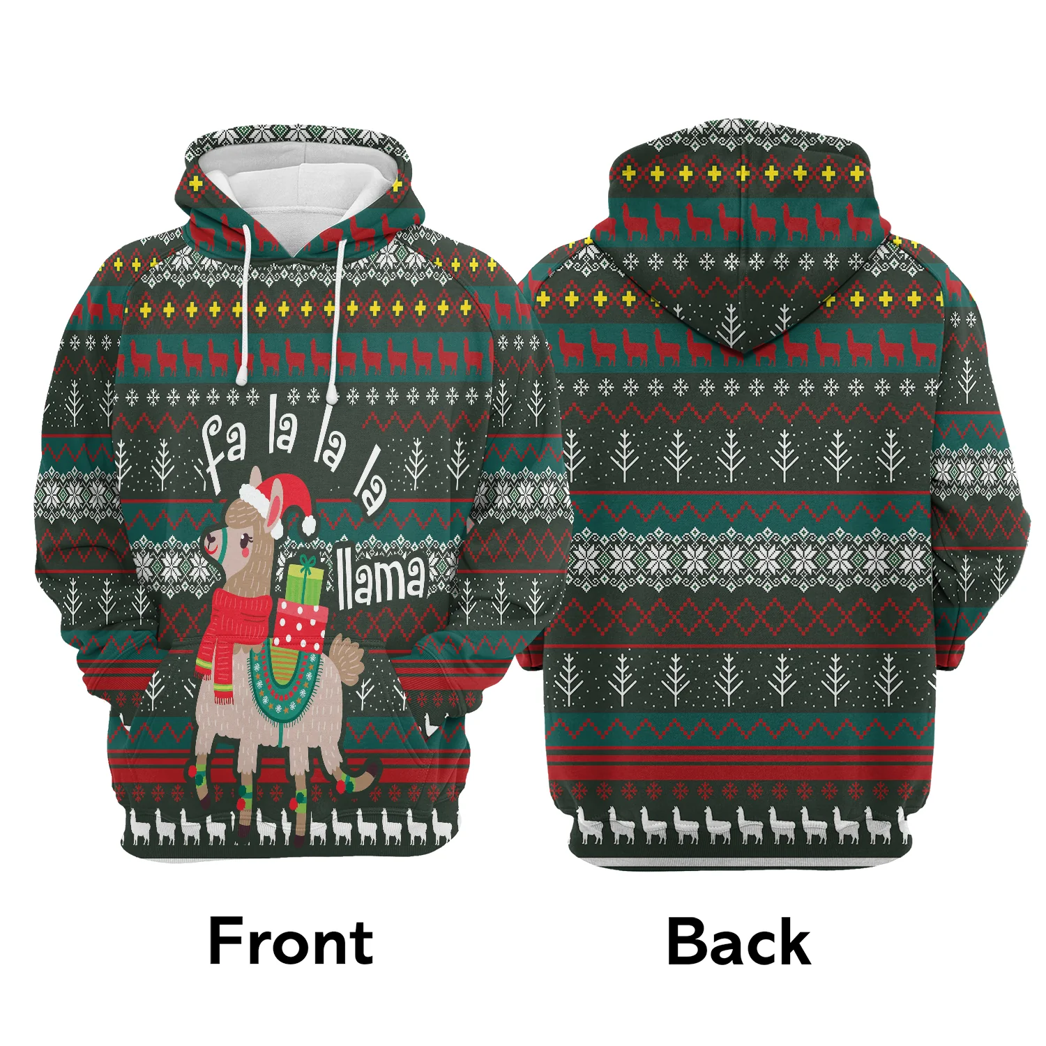 Llama Fa-La-La-La Christmas Pullover Premium Hoodie, Perfect Outfit For Men And Women On Christmas New Year Autumn Winter - Image 2