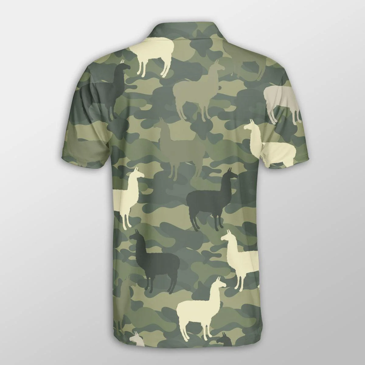 Llama Men Polo Shirts For Summer - Llama Camo Pattern Button Shirts For Men - Perfect Gift For Llama Lovers, Summer Lovers - Image 2
