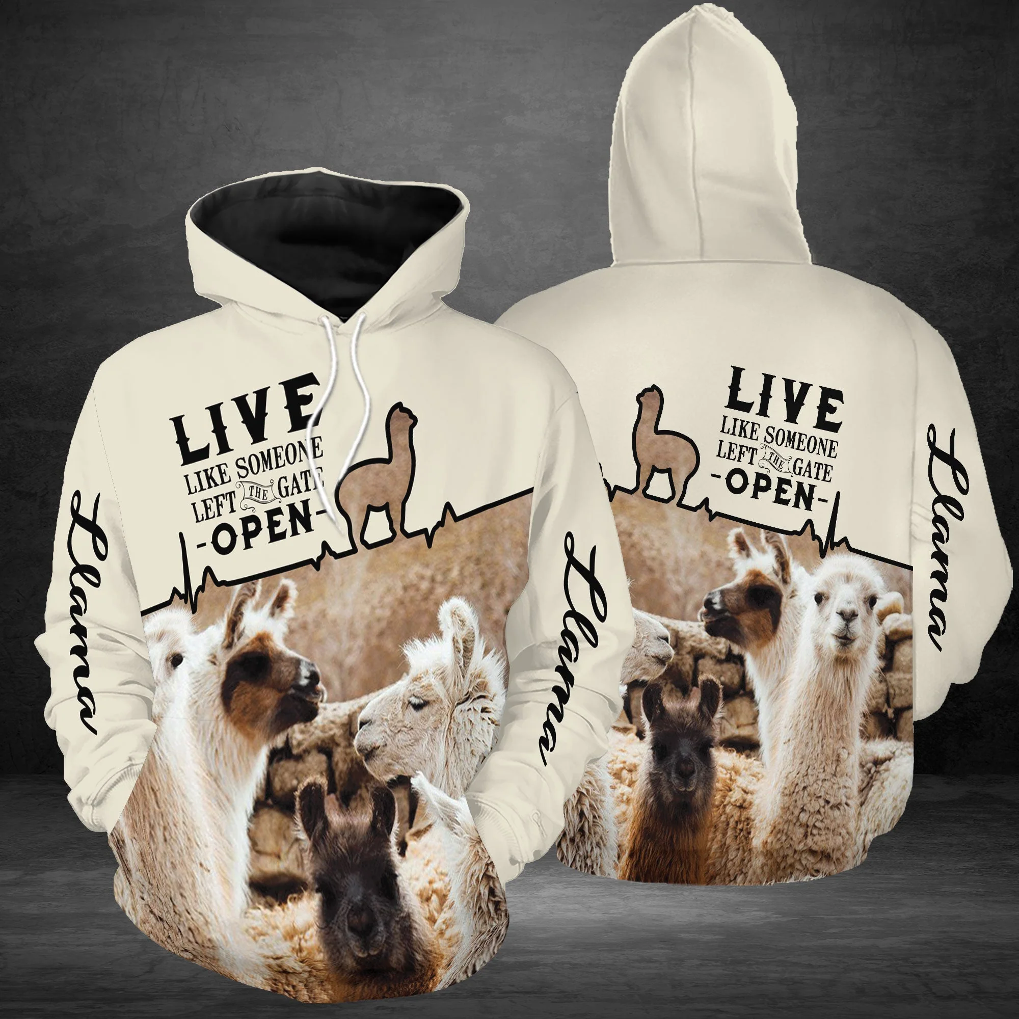 Llama Pullover Premium Hoodie Live Like Someone Left The Gate Open, Perfect Outfit For Men And Women On Christmas New Year Autumn Winter - Image 2