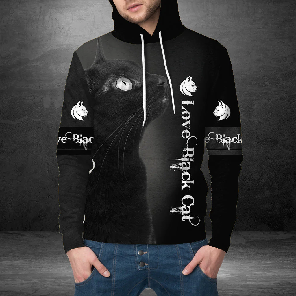 Love Black Cat Awesome Pullover Premium Hoodie, Perfect Outfit For Men And Women On Christmas New Year Autumn Winter - Image 2