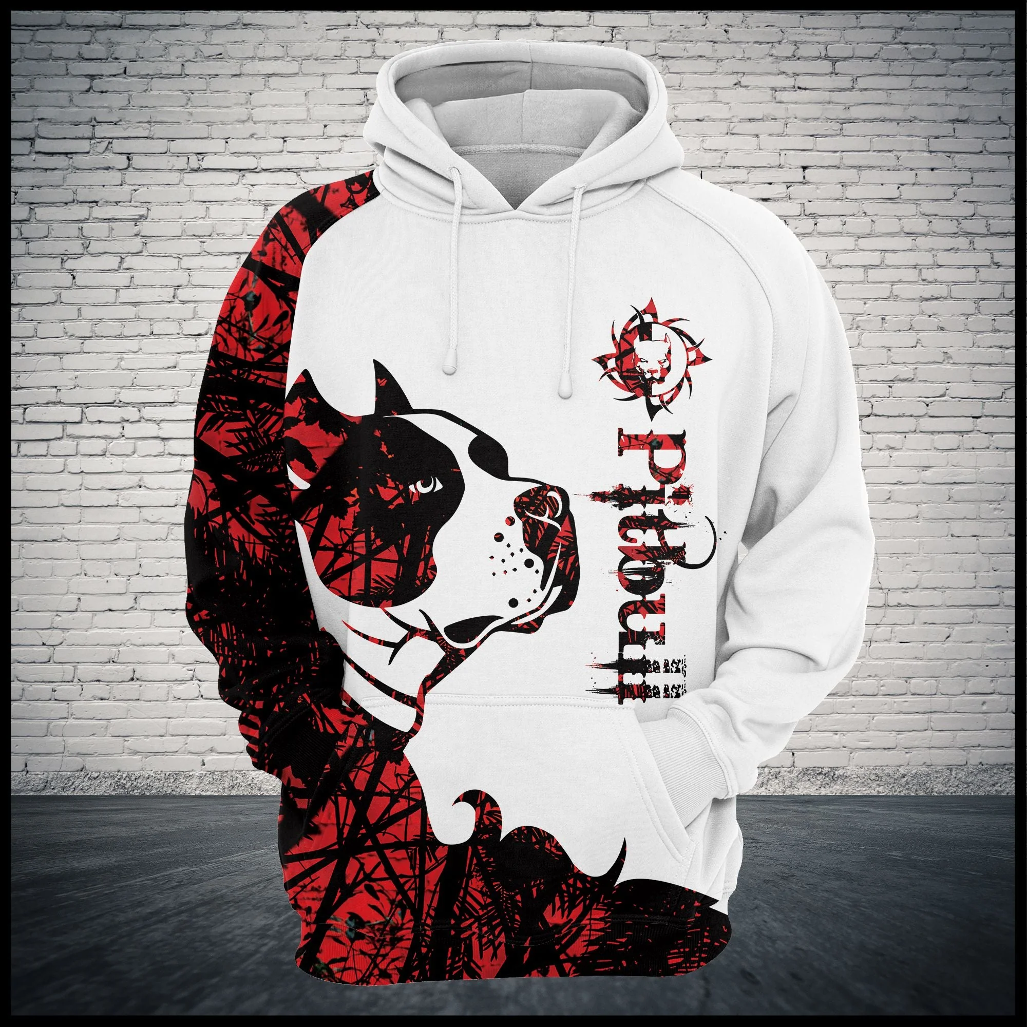 Love Pitbull Red & White Pullover Premium Hoodie, Perfect Outfit For Men And Women On Christmas New Year Autumn Winter - Image 2