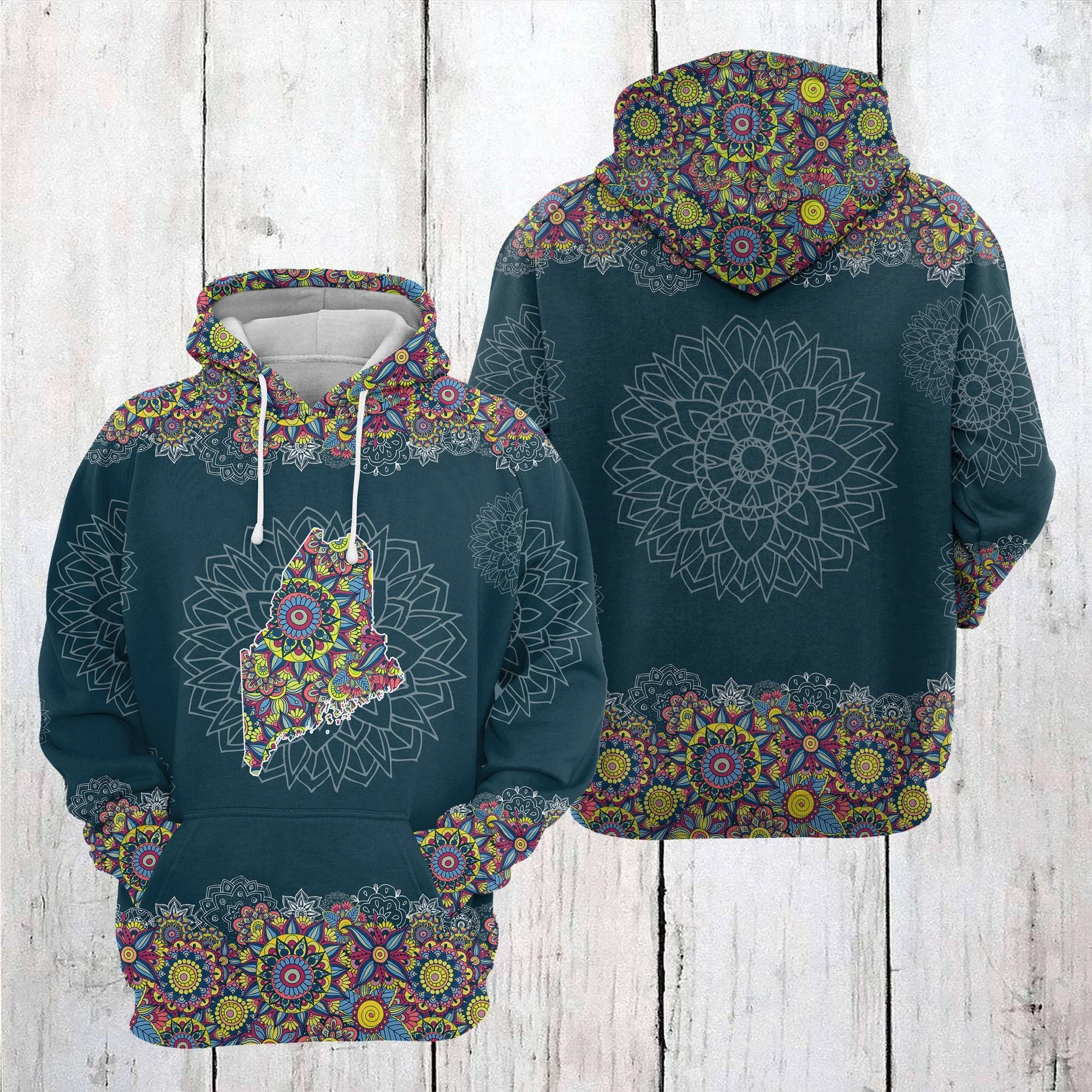 Maine Mandala Pattern Pullover Premium Hoodie, Perfect Outfit For Men And Women On Christmas New Year Autumn Winter