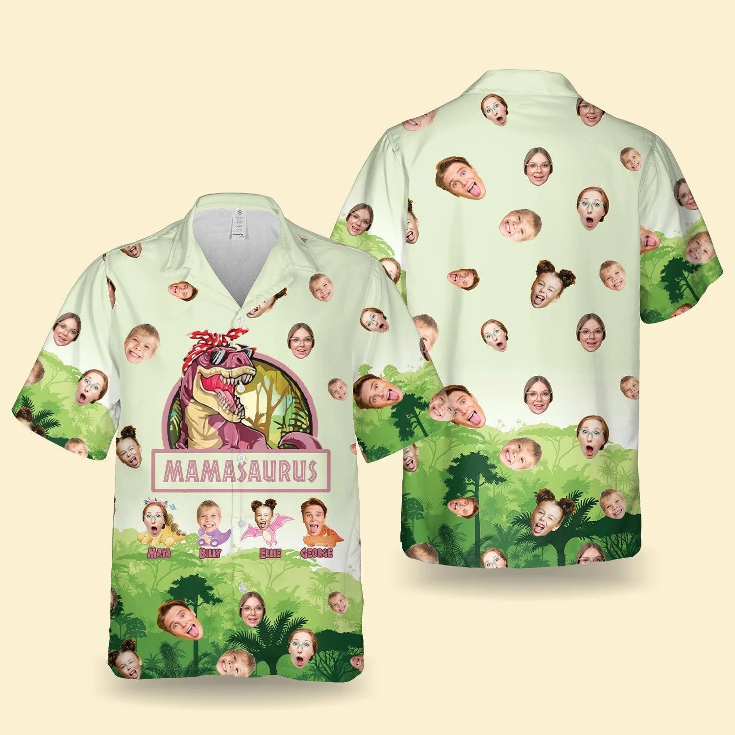 Mamasaurus Hawaiian Shirt, Mama Aloha Shirt, Personalized First Mother's Day Gifts - Perfect Gift For Mother, Nana, Grandma, Family - Image 2