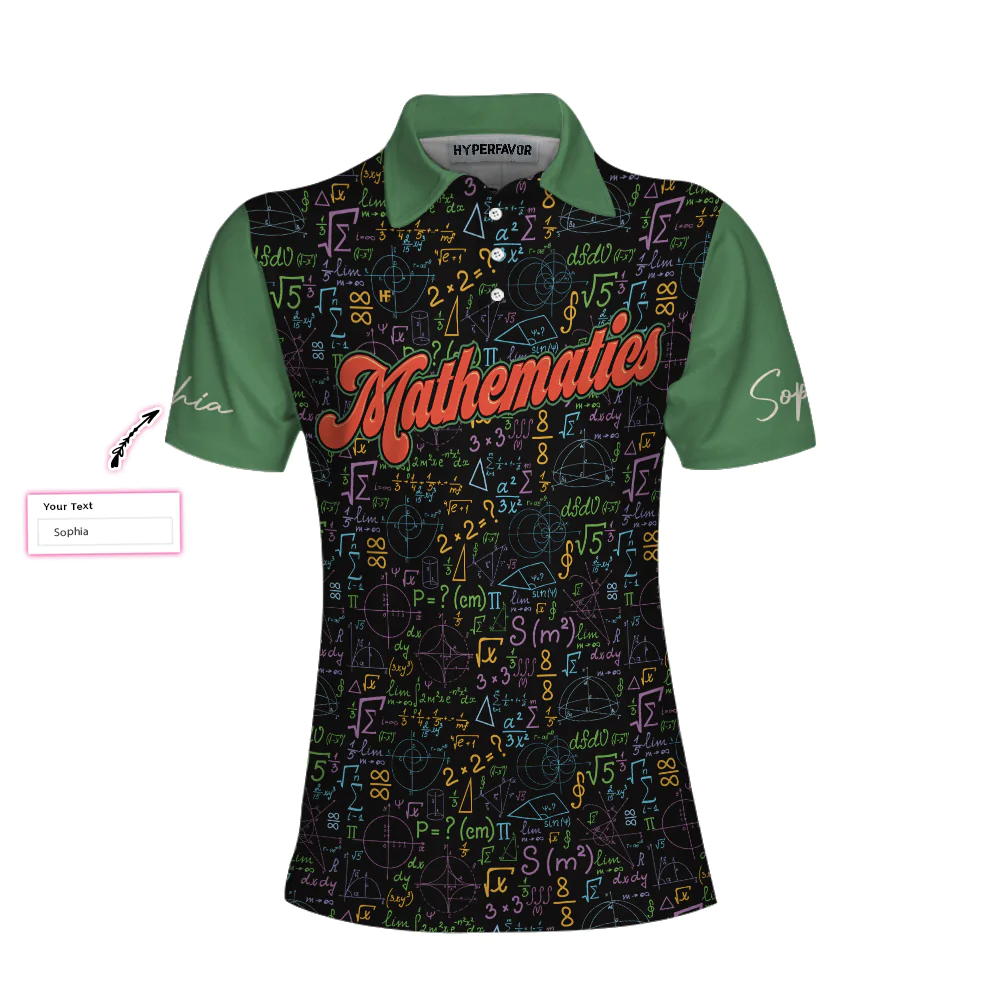 Math Teacher Custom Name Women Polo Shirt, I'm A Math Teacher I'm Always Right, Math Symbols Women Polo Shirts, Cool Gift For Female Teacher, Ladies - Image 2