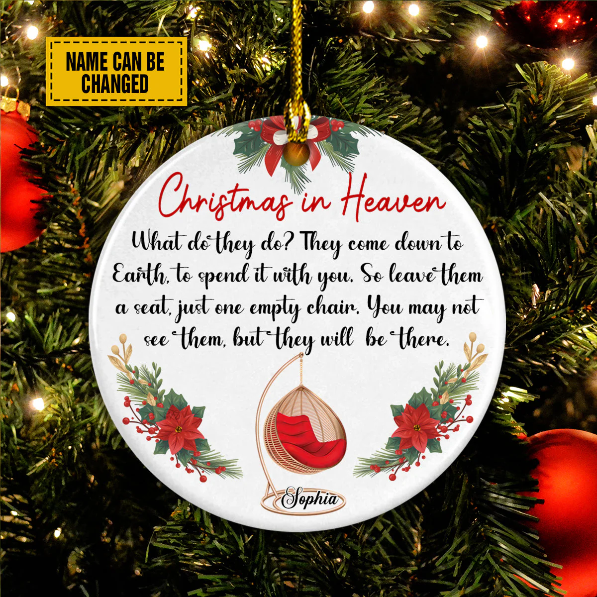 Memorial Ceramic Christmas Ornament - Christmas In Heaven You May Not See Them Ceramic Ornament For Family Member, Holiday Decor - Image 4
