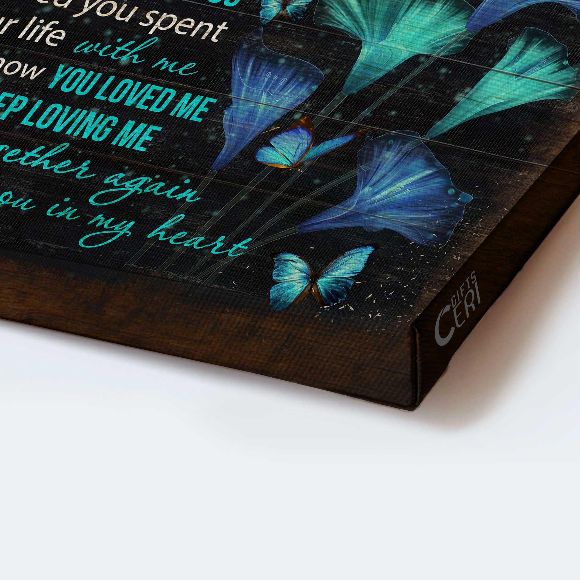 Memorial Premium Wrapped Landscape Canvas - Blue butterflies, Beautiful butterfly canvas, My piece in heaven - Heaven Gifts for members family - Image 4