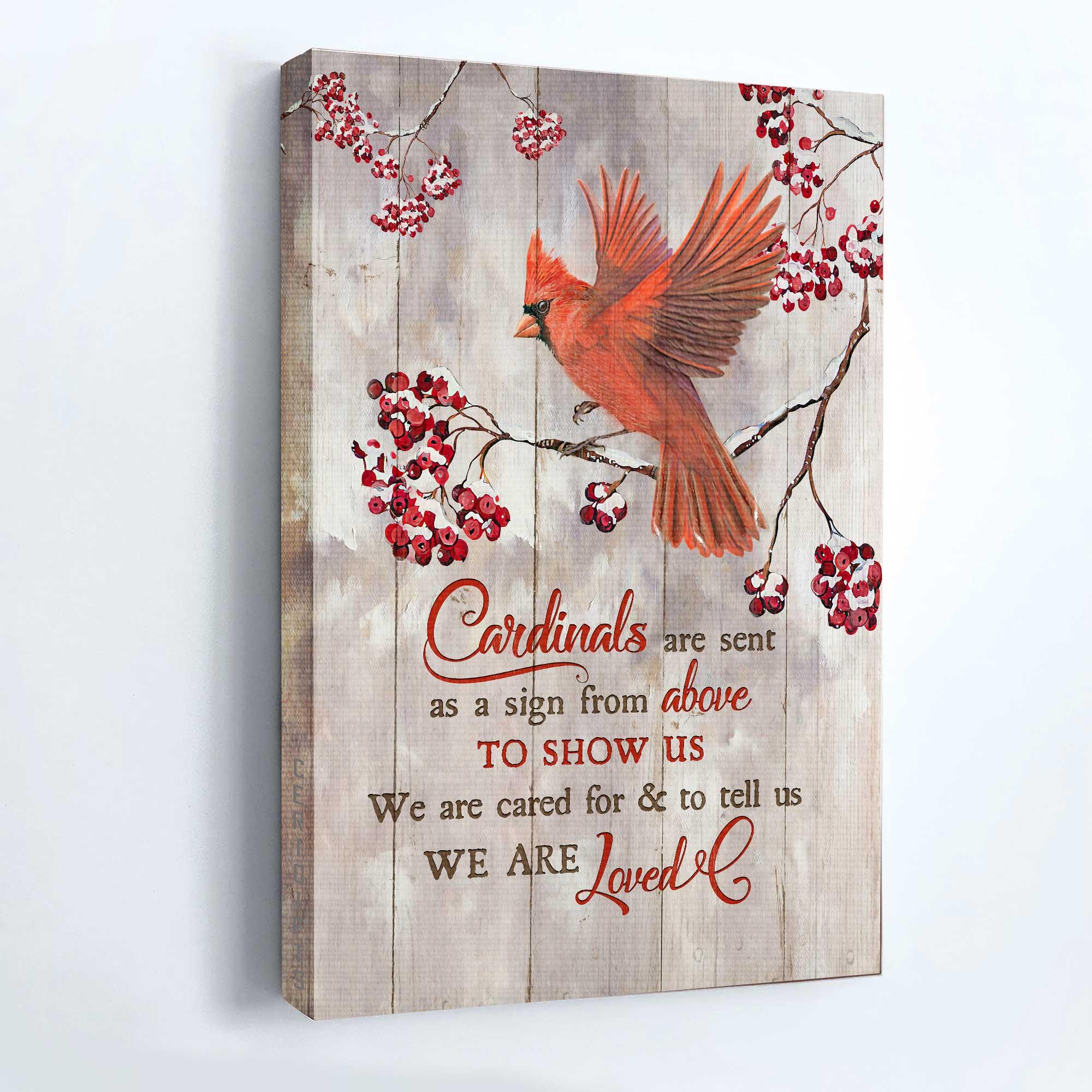 Memorial Portrait Canvas - Red cardinal, Frozen cranberry - Gift For Member Family - Cardinals are sent as a sign from above to show us we are loved - Heaven Portrait Canvas - Image 3