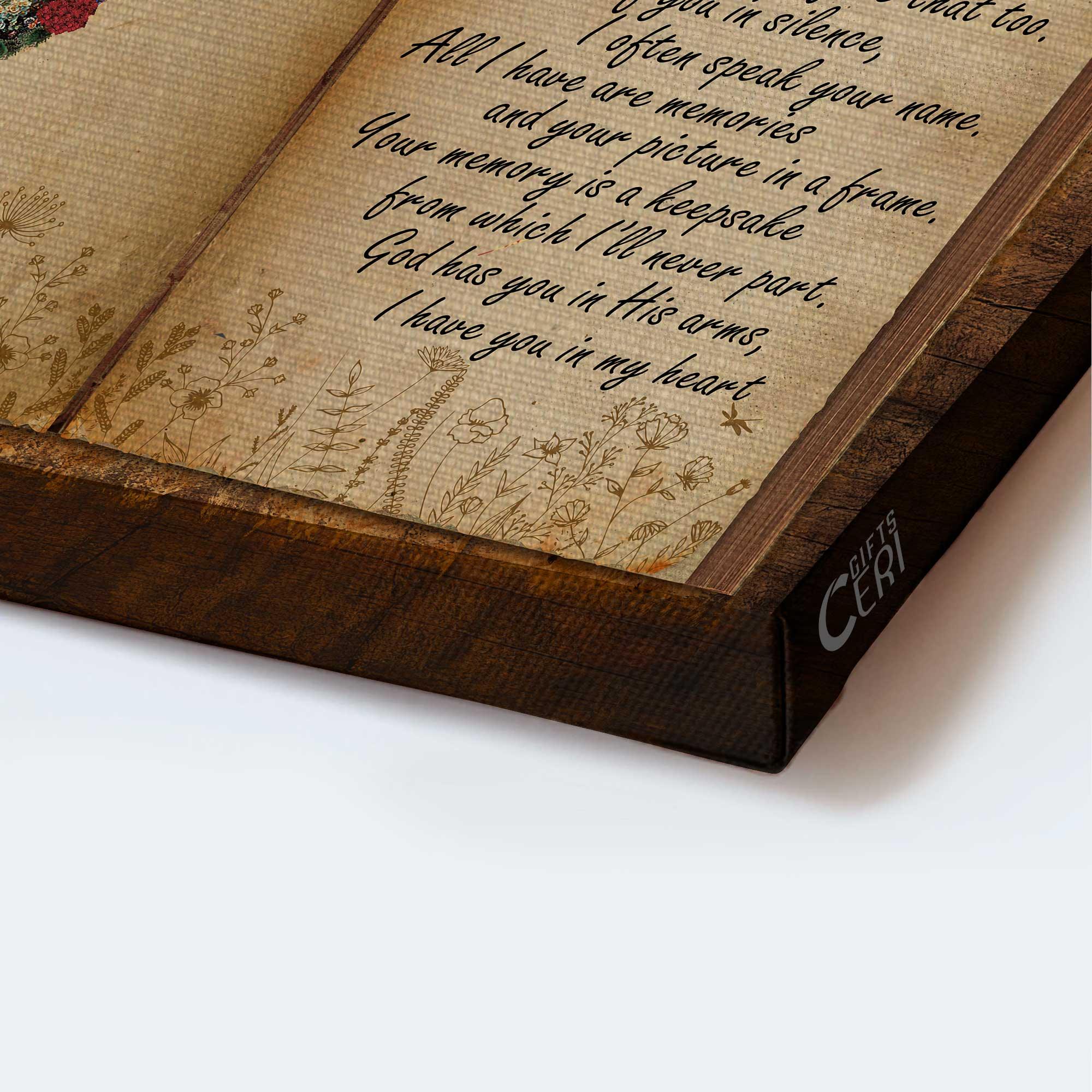 Memorial Premium Wrapped Landscape Canvas - Flower Hummingbird, Antique Book, Old Letter, My Piece In Heaven - Heaven Gifts For Members Family - Image 3