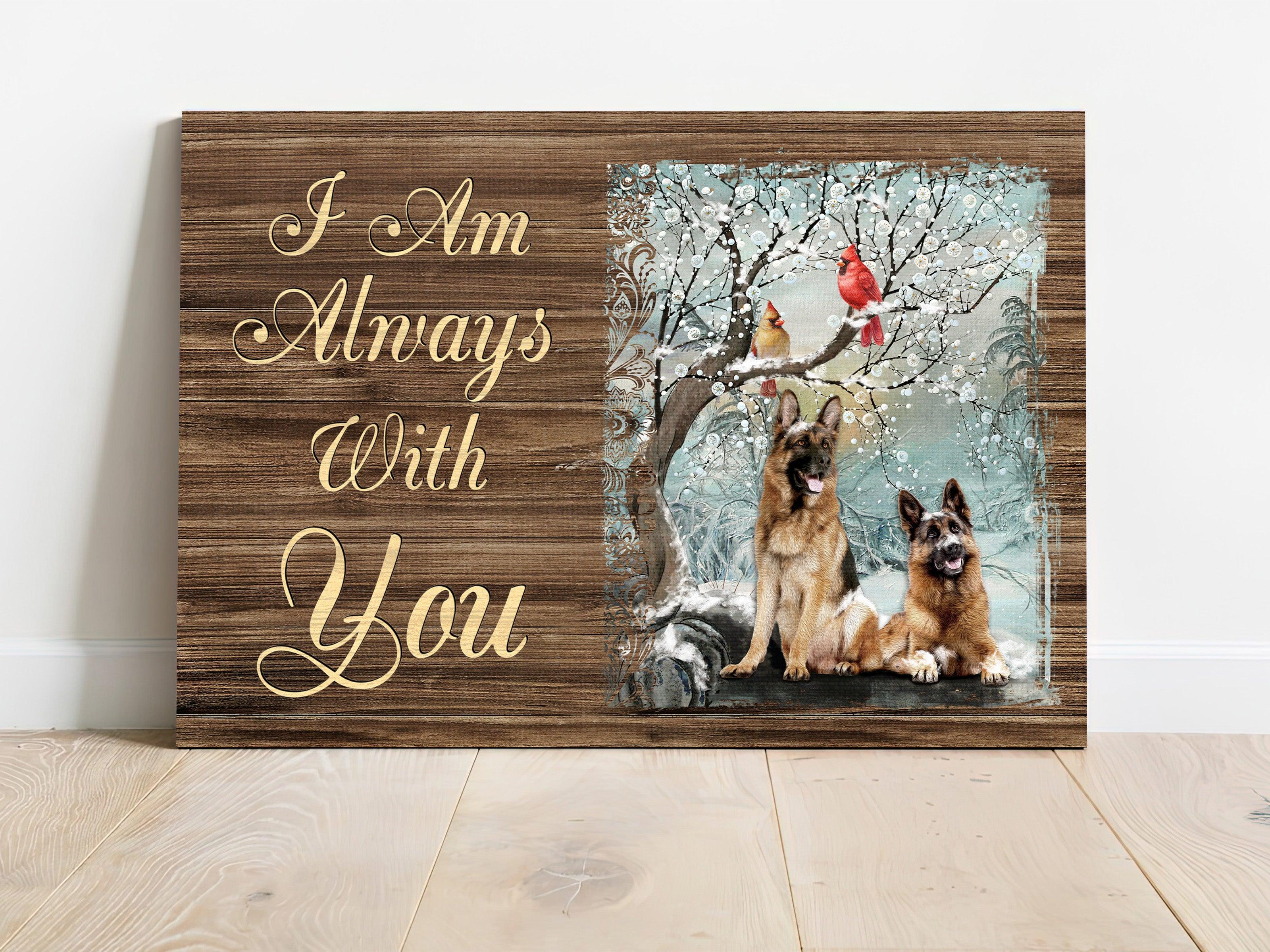 Memorial Premium Wrapped Landscape Canvas - German shepherd dogs, Snow forest, Cute cardinal, I am always with you - Heaven Gifts for members family - Image 2