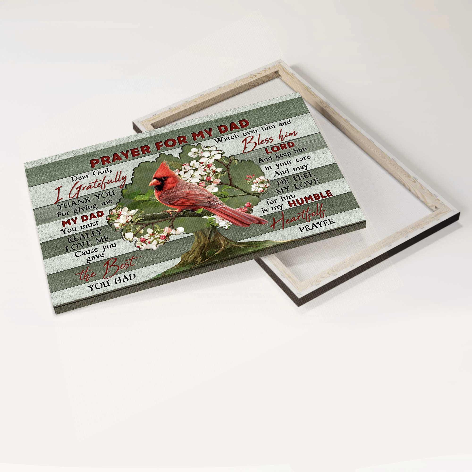 Memorial Premium Wrapped Landscape Canvas- Red Cardinal, Bleeding Heart Vine, Prayer For My Dad- Heaven Gift For Dad, Members Family - Image 4