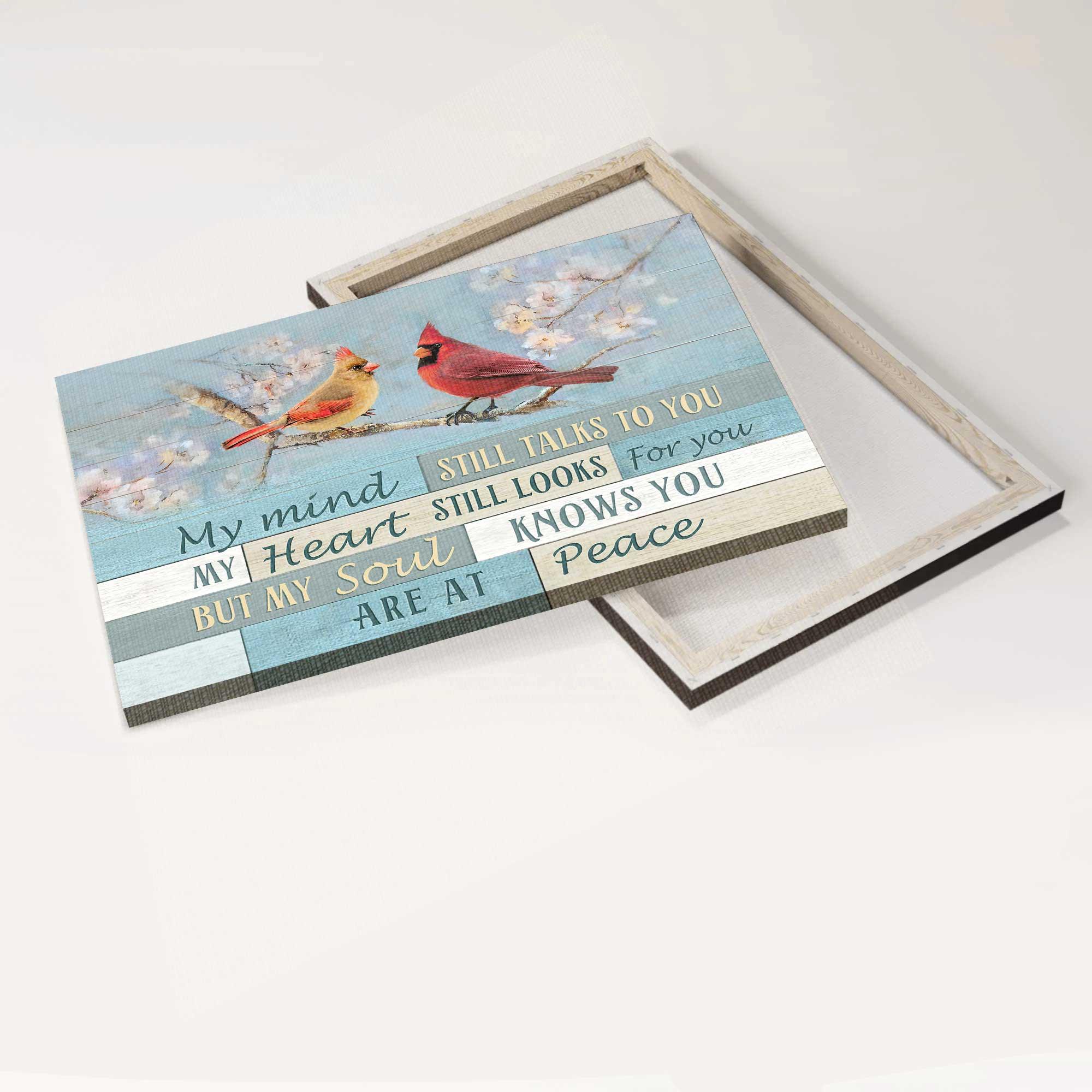 Memorial Premium Wrapped Landscape Canvas - Spring Painting, Cardinal Drawing, My Mind Still Talks To You - Heaven Gift For Members Family - Image 5