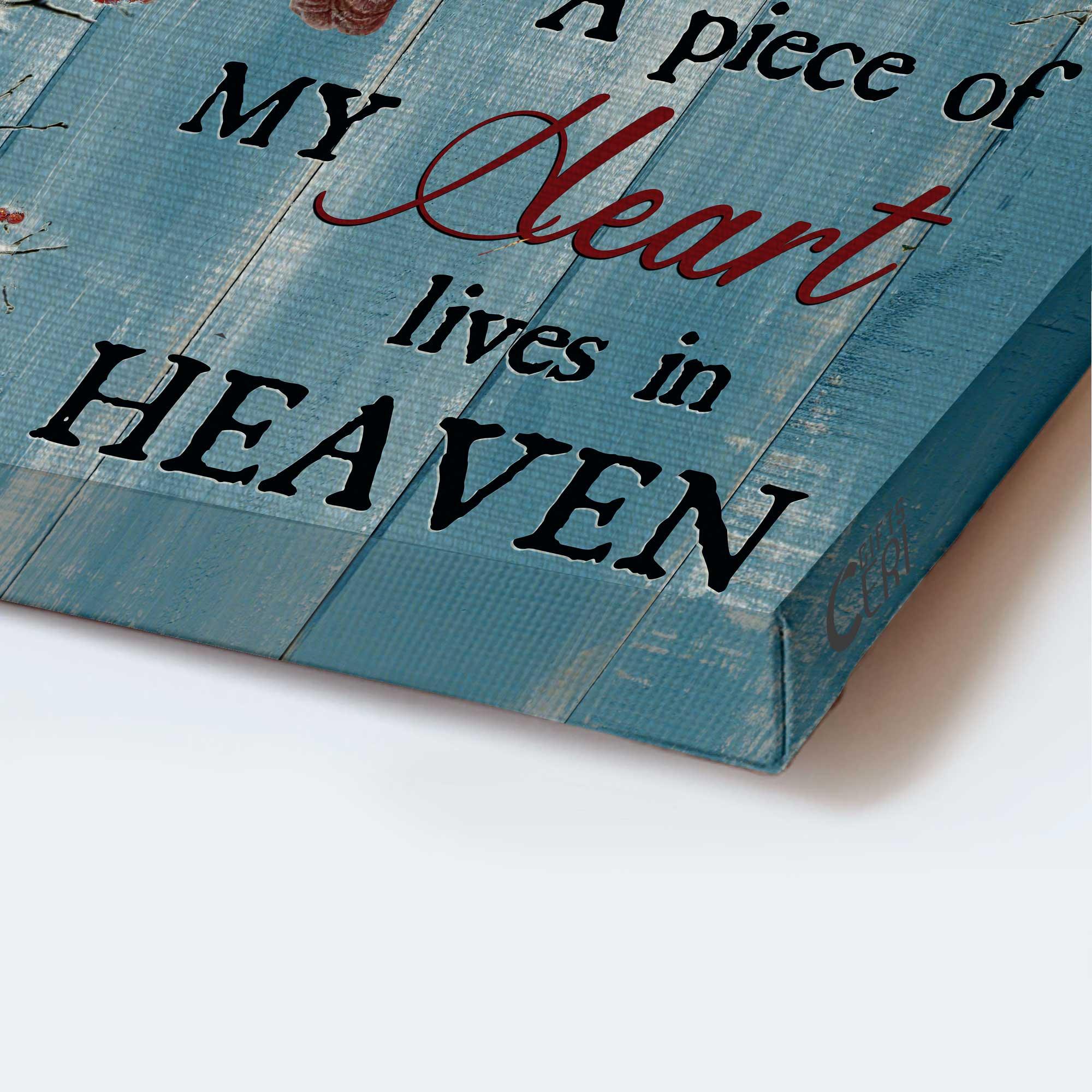 Memorial Premium Wrapped Portrait Canvas- Blue background, Cardinal, Frozen cranberry, A piece of my heart lives in heaven - Gift for family - Image 5