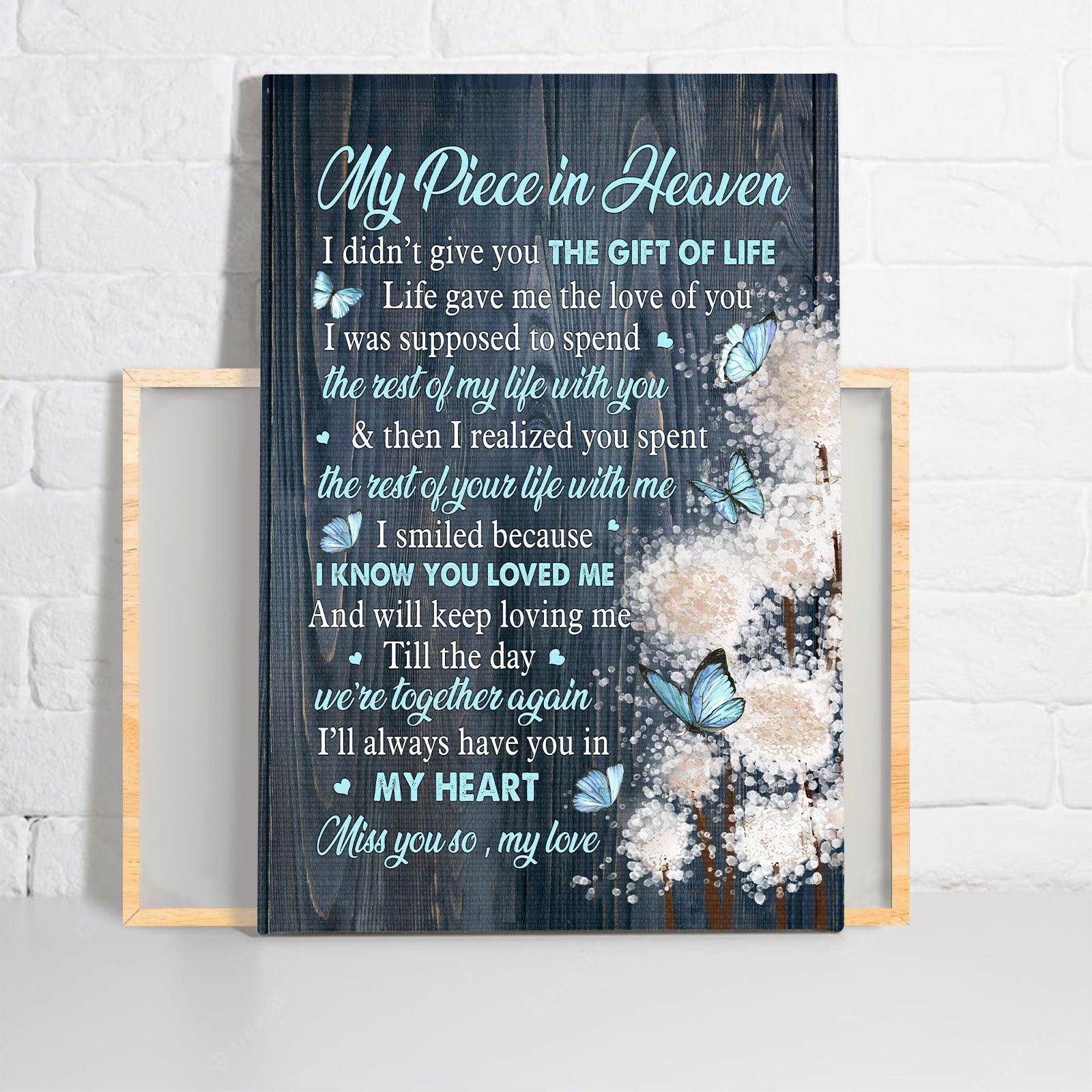 Memorial Premium Wrapped Portrait Canvas - Blue Butterfly, Dandelion, I'll Always Have You In My Heart - Heaven Gift For Members Family - Image 2