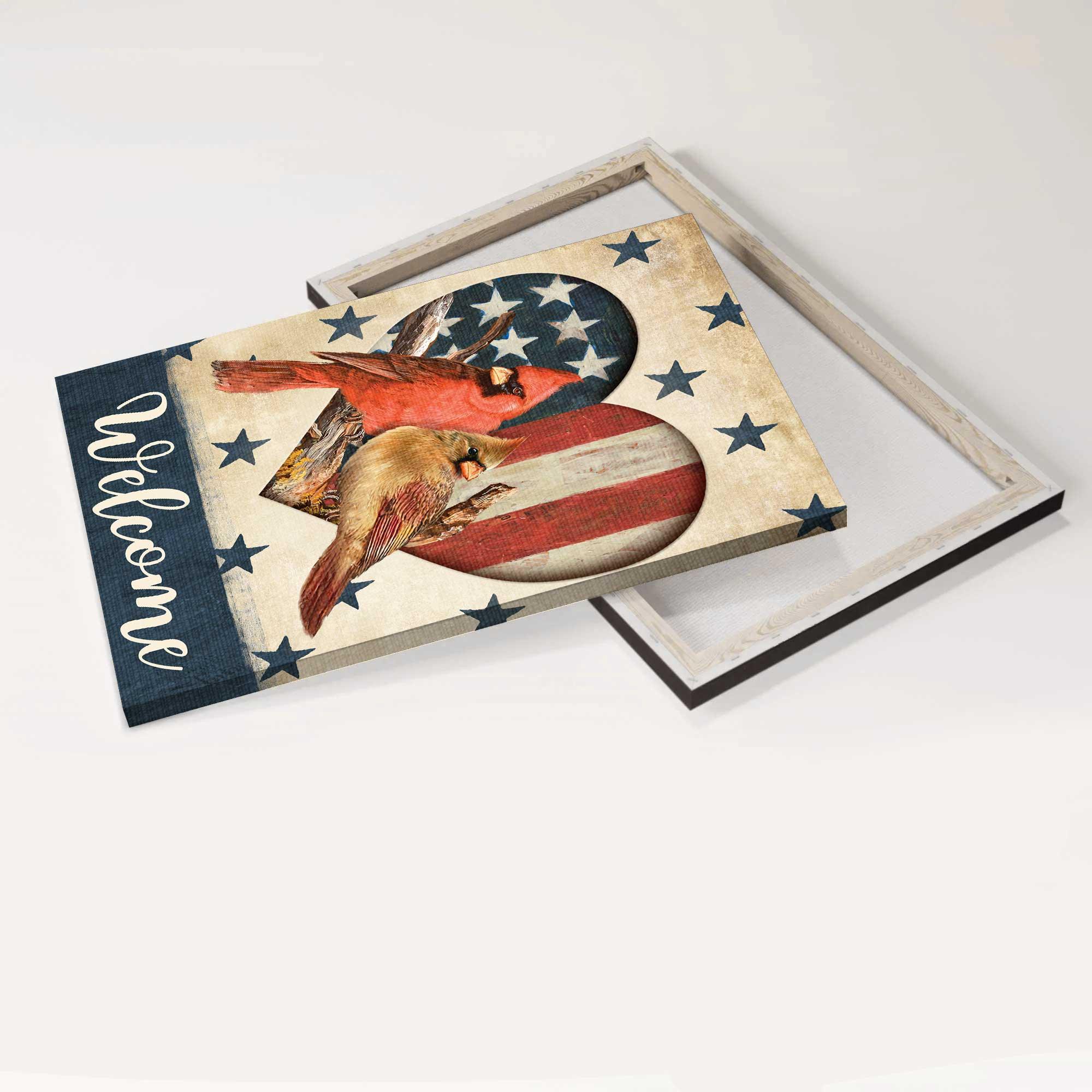 Memorial Premium Wrapped Portrait Canvas - Cardinal Couple, Heart Shape, Blue Star, US Flag, Welcome - Heaven Gifts For Family Members - Image 4