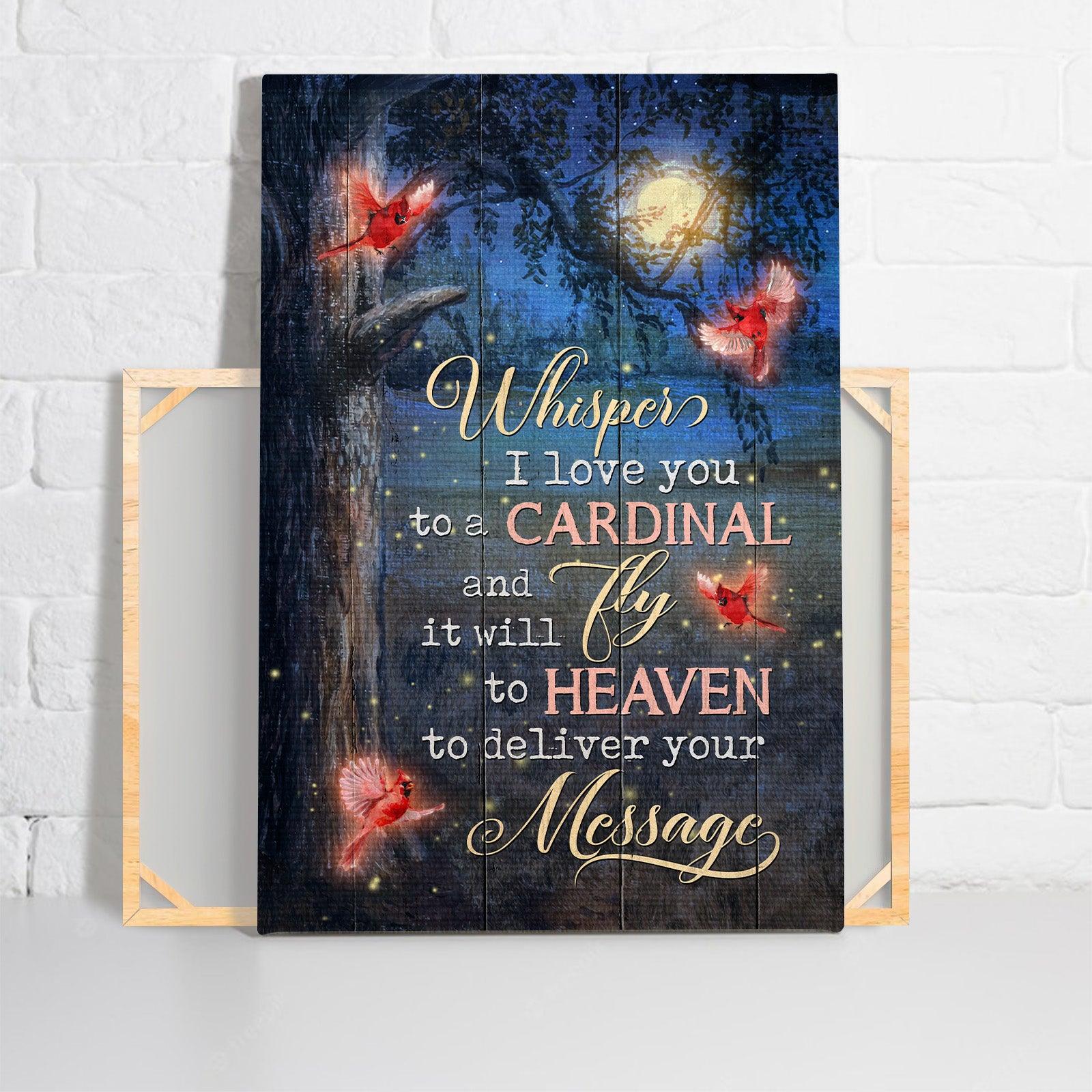 Memorial Premium Wrapped Portrait Canvas - Red cardinal, Beautiful Moon, Amazing Night, Whisper I Love You To A Cardinal - Gifts For Members Family - Image 2