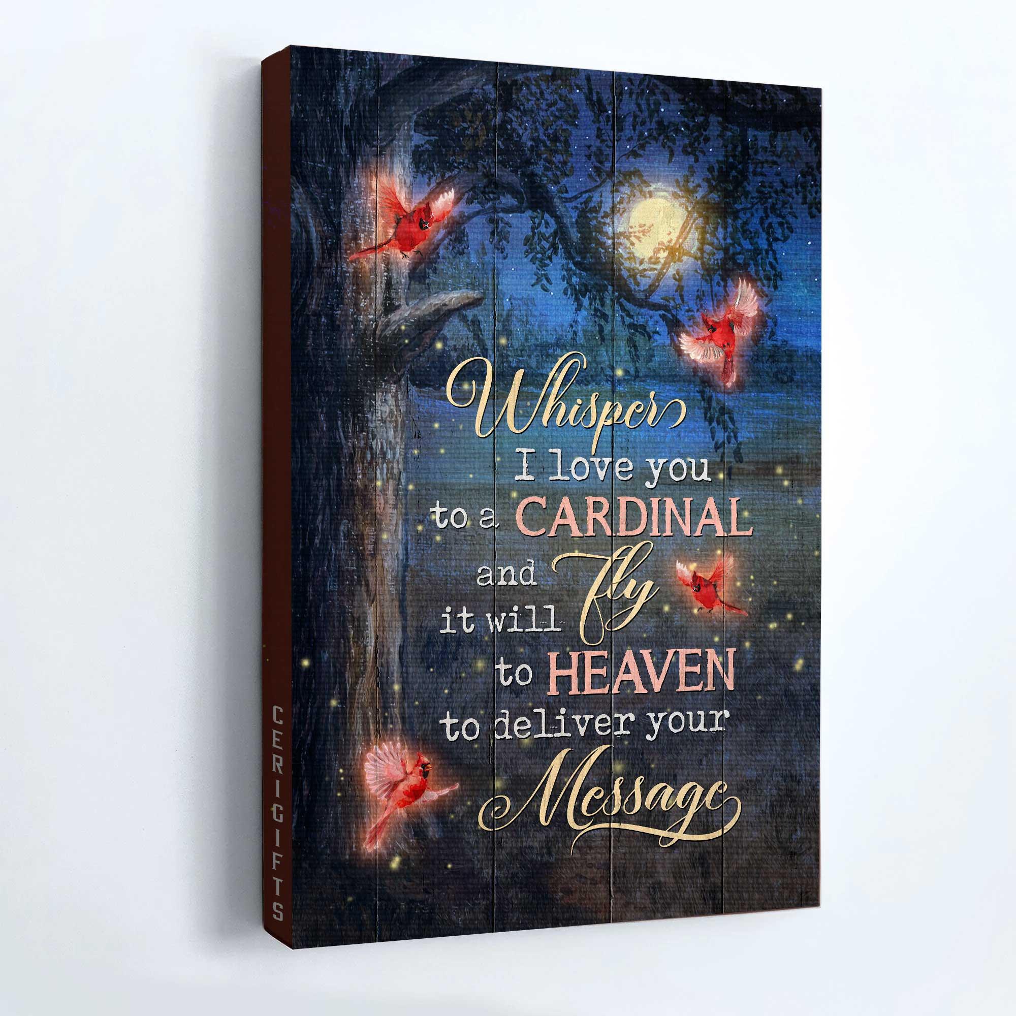 Memorial Premium Wrapped Portrait Canvas - Red cardinal, Beautiful Moon, Amazing Night, Whisper I Love You To A Cardinal - Gifts For Members Family - Image 5