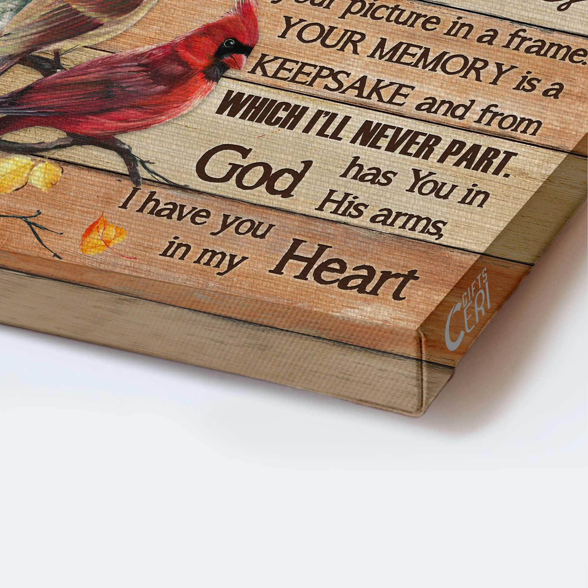 Memorial Premium Wrapped Portrait Canvas - Yellow Forest Painting, Cardinal Drawing, I Thought Of You Today - Heaven Gift For Members Family - Image 3