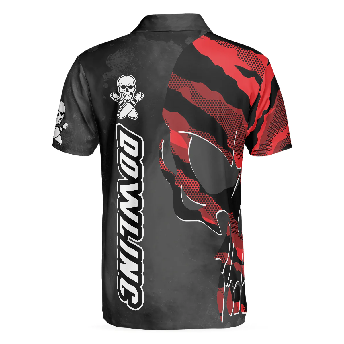 Men Bowling Polo Shirt, Coolest Skull Bowling With Camouflage Pattern - Perfect Gift For Men, Bowling Player - Image 2