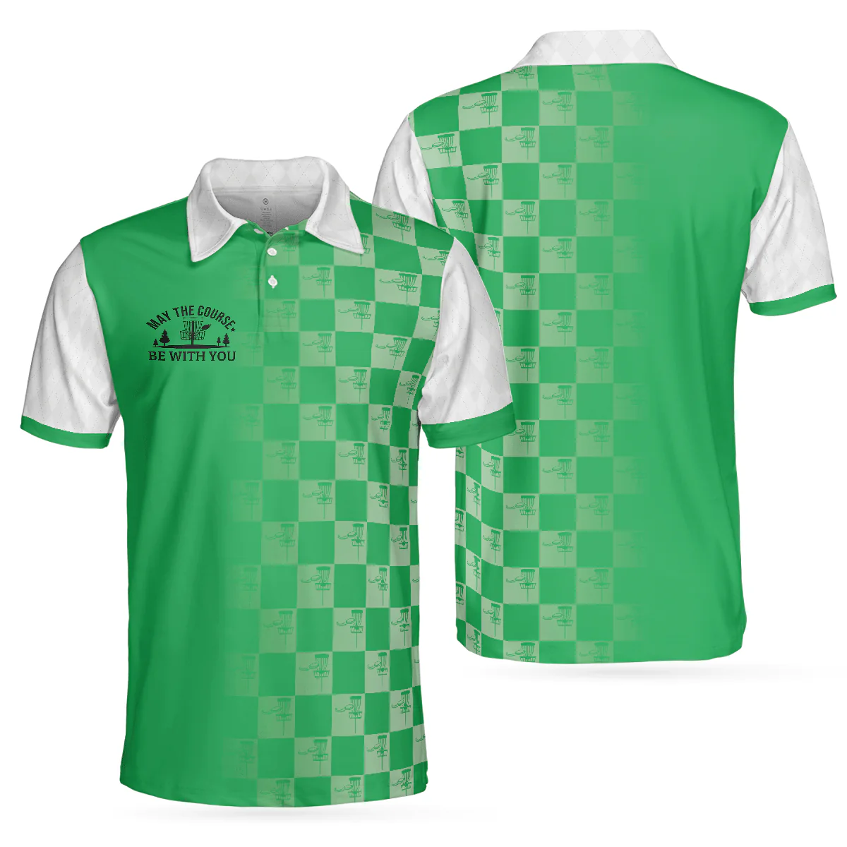 Men Disc Golf Polo Shirt - Disc Golf May The Course Be With You Polo Shirt, Check Pattern Disc Golf Shirt - Perfect Polo Shirt For Men, Disc Golf Lover