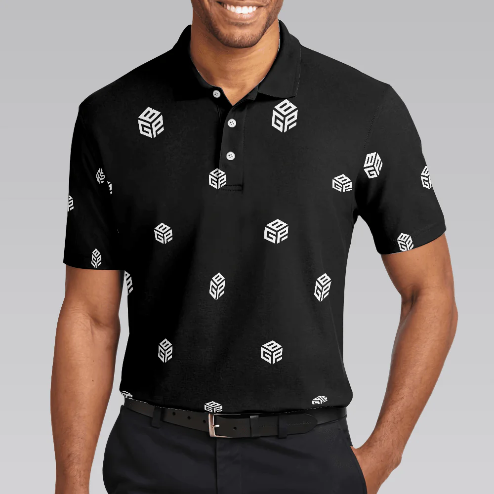 Men Golf Polo Shirt - Beyond Golf Performance Logo Pattern Black Men Polo Shirt Golf Shirt For Men - Perfect Polo Shirt For Men, Golfers - Image 5