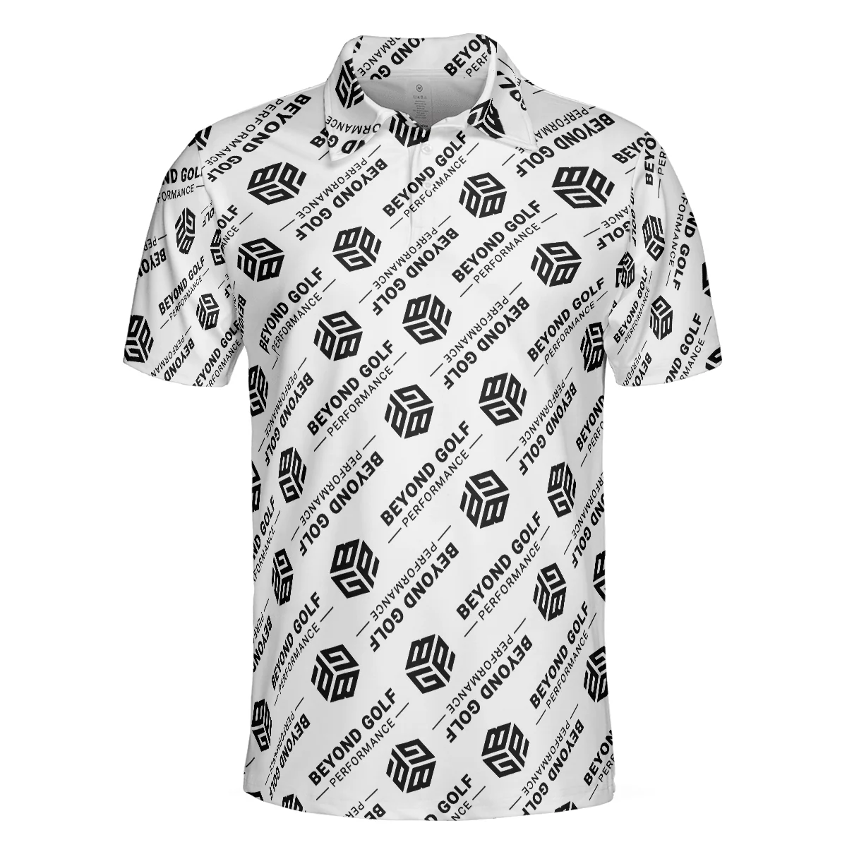 Men Golf Polo Shirt - Beyond Golf Performance Logo Pattern White Men Polo Shirt Golf Shirt For Men - Perfect Polo Shirt For Men, Golfers - Image 3