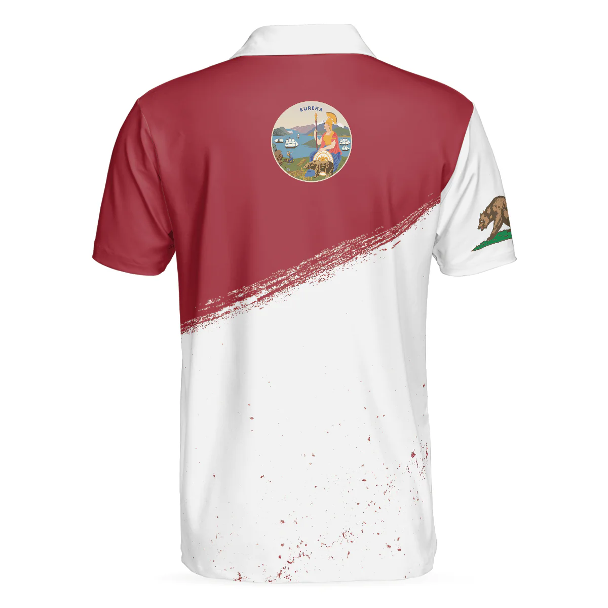 Men Golf Polo Shirt - California Flag & Map Polo Shirt, Eureka Patriotic Polo Shirt, Best Golf Shirt For Men, Golfers - Image 2