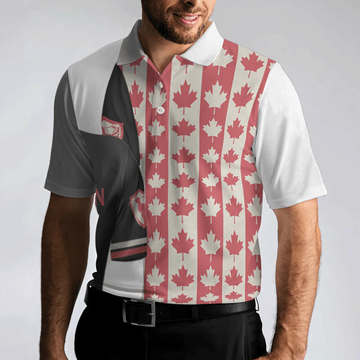 Men Golf Polo Shirt - Canadian Golf Flag Polo Shirt, Simple Golfing Shirt Design For Canadian Fans Men Polo Shirt - Perfect Polo Shirt For Men, Golfers - Image 5
