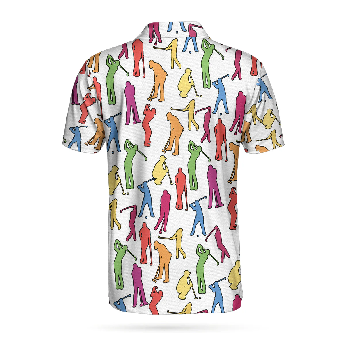 Men Golf Polo Shirt - Colorful Male Golfer Polo Shirt, White Silhouette Polo Shirt, Best Golf Shirt For Men, Golfers - Image 3