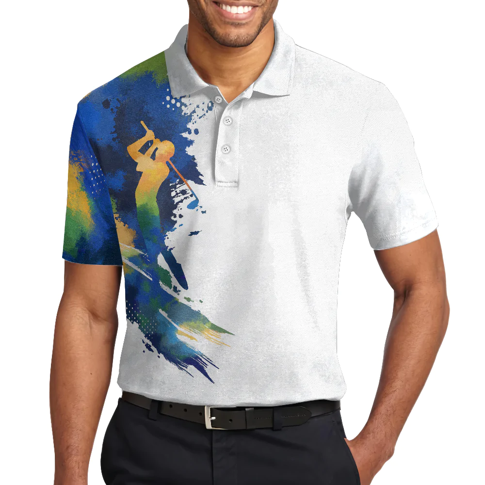 Men Golf Polo Shirt - Colorful Water Golf Men Polo Shirt, Let’s Par Tee Color Golfer Men Polo Shirt - Perfect Polo Shirt For Men, Golfers - Image 5
