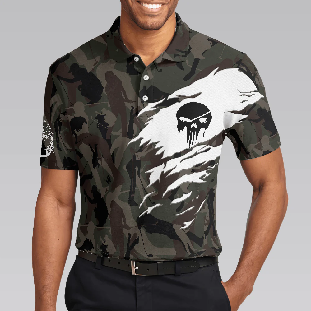 Men Golf Polo Shirt - Coolest Golfing Grandpa Golf Polo Shirt, Skull Polo Shirt, Camouflage Pattern Polo Shirt - Perfect Gift For Men, Golfers - Image 5