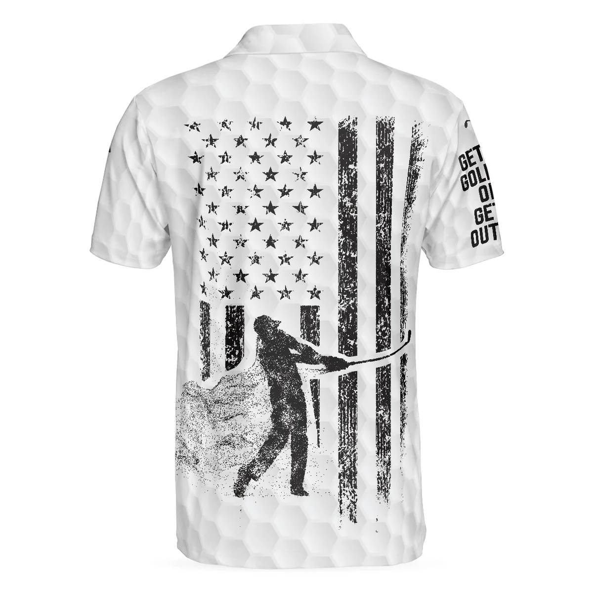 Men Golf Polo Shirt - German Black And White American Flag Golf Ball Pattern Men Polo Shirt, Get Golf Or Get Out Golfer Shirt For Men, Gift For Golfers - Image 2