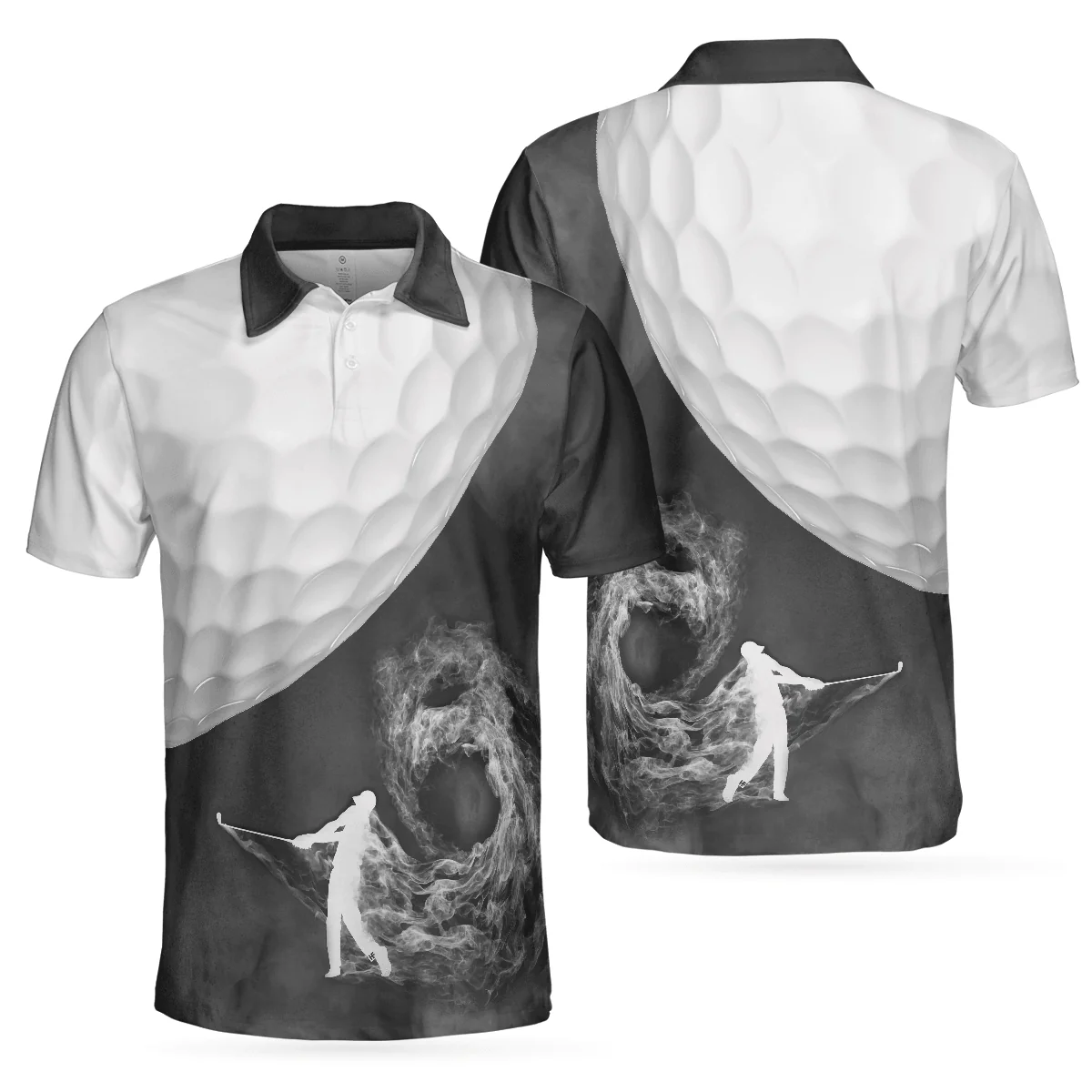 Men Golf Polo Shirt - Golf Ball And Golfer With Smoke, Smoke Golf Player Golf Men Polo Shirt - Perfect Polo Shirt For Men, Golfers