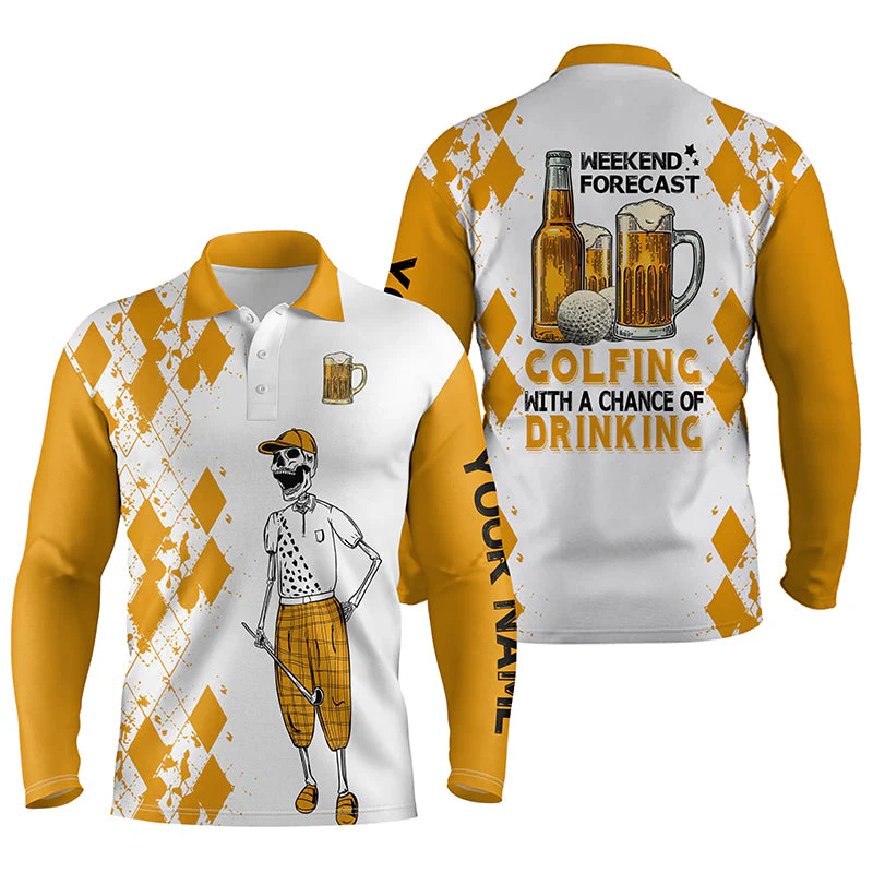Men Golf Polo Shirt - Golf Beer, Weekend Forecast Golfing With A Chance Of Drinking Golf Men Polo Shirt - Perfect Polo Shirt For Men, Golfers - Image 2
