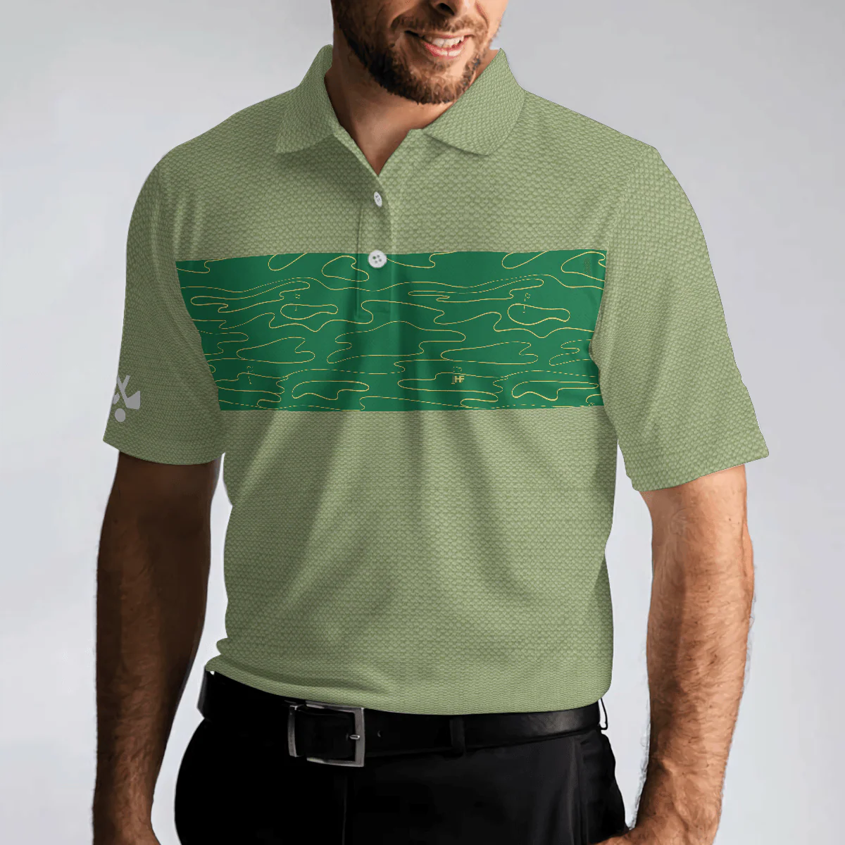 Men Golf Polo Shirt - Golf Course Pattern Men Polo Shirt, Hit'Em Long & Straight Elegant Golf Shirt Men Polo Shirt - Perfect Polo Shirt For Men, Golfers - Image 4