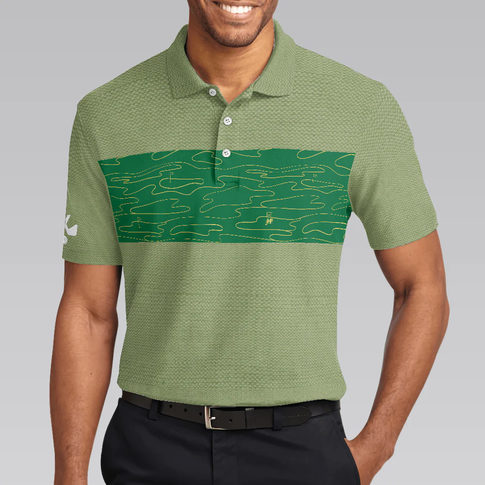 Men Golf Polo Shirt - Golf Course Pattern Men Polo Shirt, Hit'Em Long & Straight Elegant Golf Shirt Men Polo Shirt - Perfect Polo Shirt For Men, Golfers - Image 5
