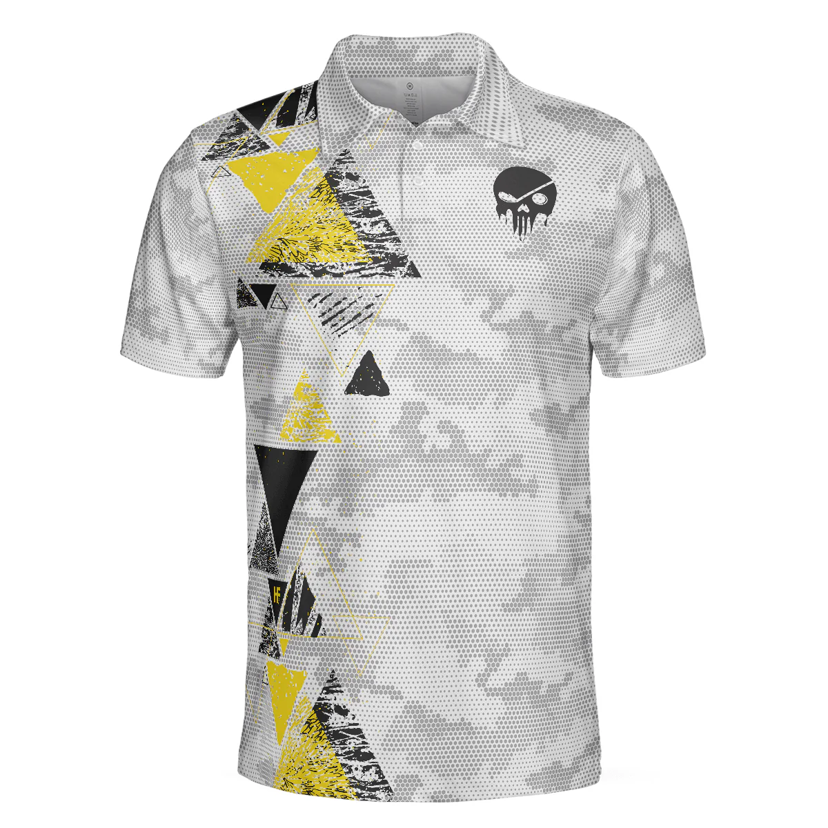 Men Golf Polo Shirt - Golf Instructions Triangle And Camouflage Pattern Polo Shirt, Skull Men Polo Shirt, Best Gift For Men Golfers - Image 3