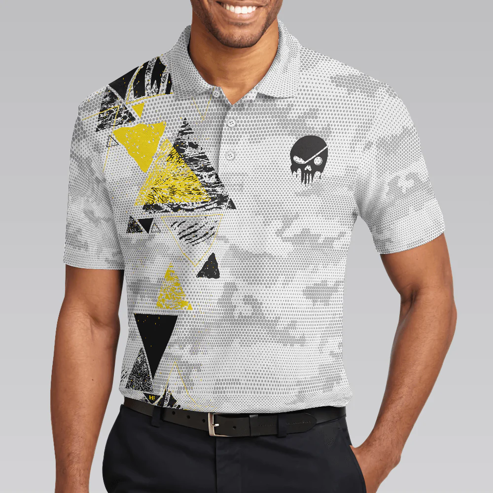 Men Golf Polo Shirt - Golf Instructions Triangle And Camouflage Pattern Polo Shirt, Skull Men Polo Shirt, Best Gift For Men Golfers - Image 4