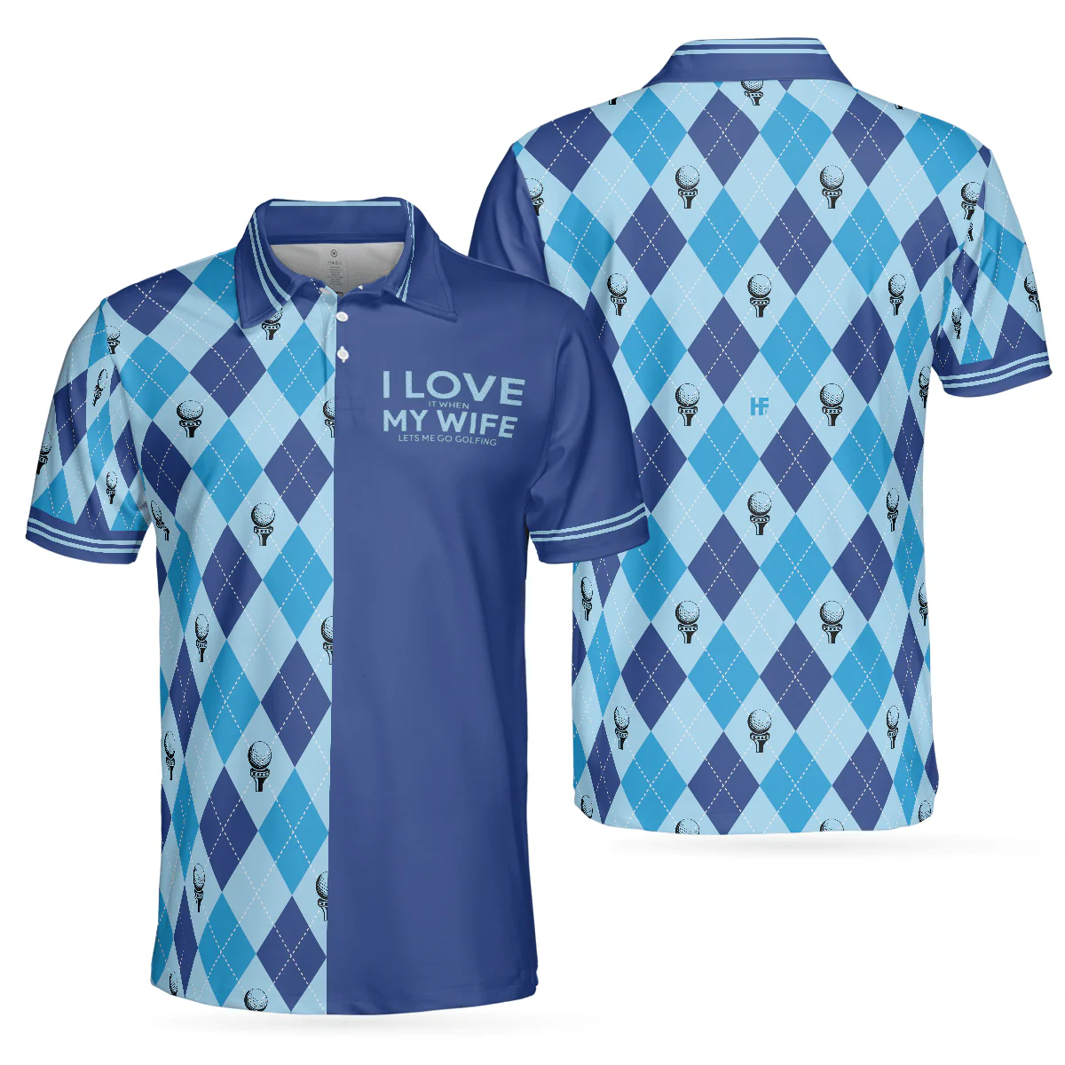 Men Golf Polo Shirt - Golf Men Polo Shirt, I Love It When My Wife Lets Me Go Golfing Men Polo Shirt, Seamless Pattern Husband Golf Shirt For Men