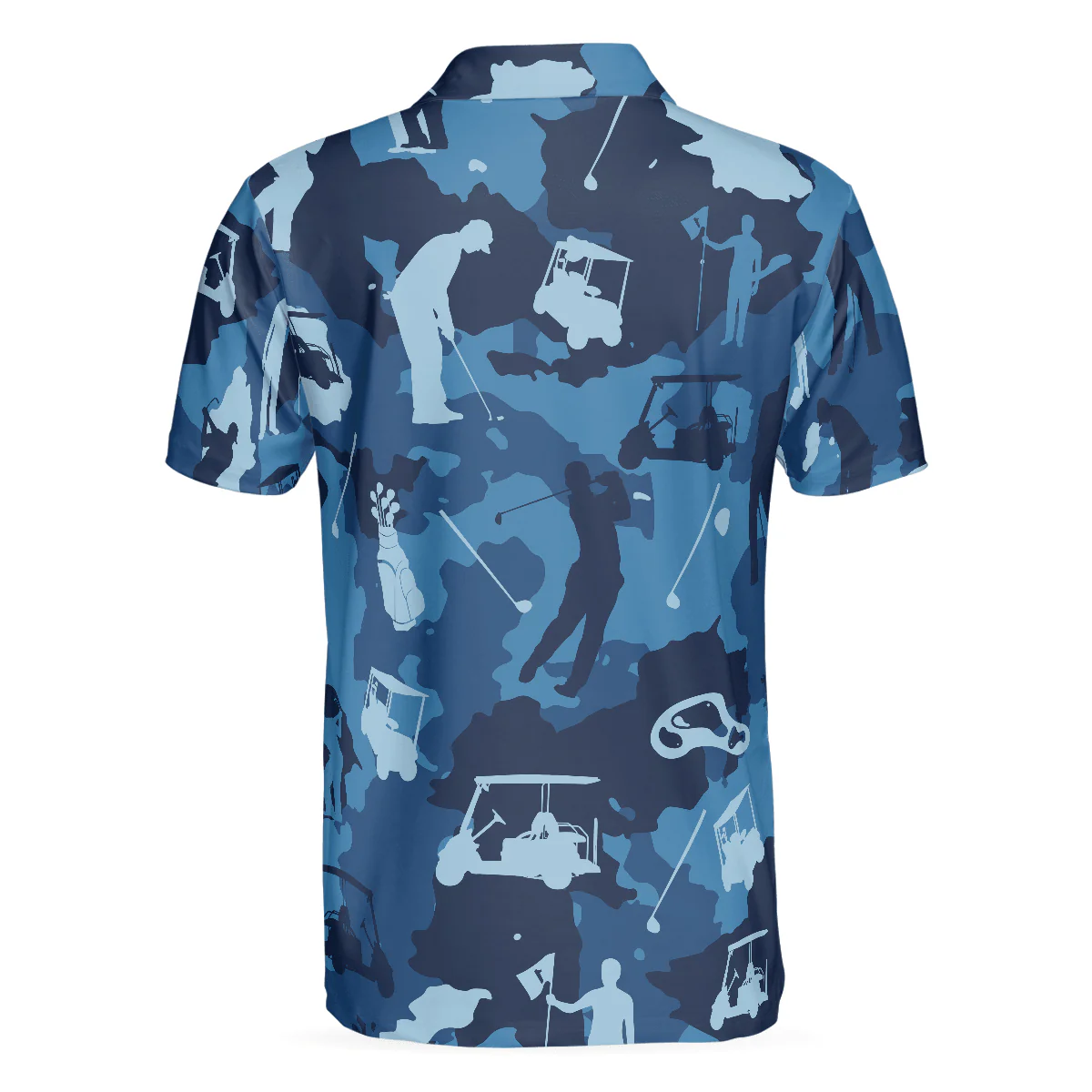 Men Golf Polo Shirt - Golf Ocean Blue Camouflage Men Polo Shirt, Streetwear Golfing Polo Shirt, Camo Golf Shirt For Men, Golfers - Image 2