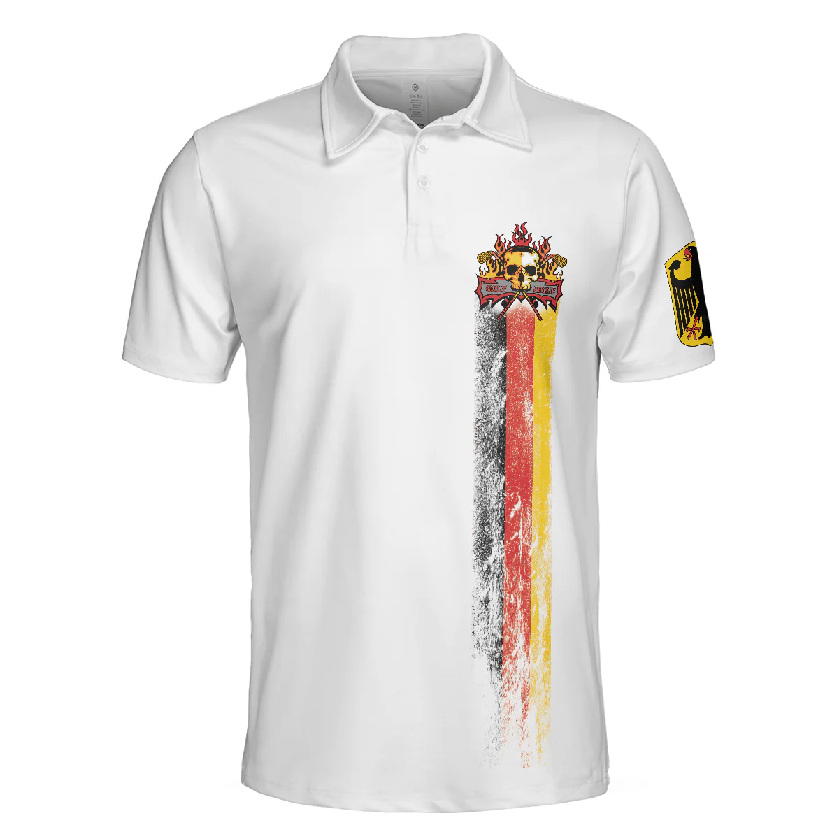 Men Golf Polo Shirt - Golf Skull German Flag Polo Shirt, Black Wet Paint Skull Polo Shirt, Germany Golf Shirt For Men, Golfers - Image 3