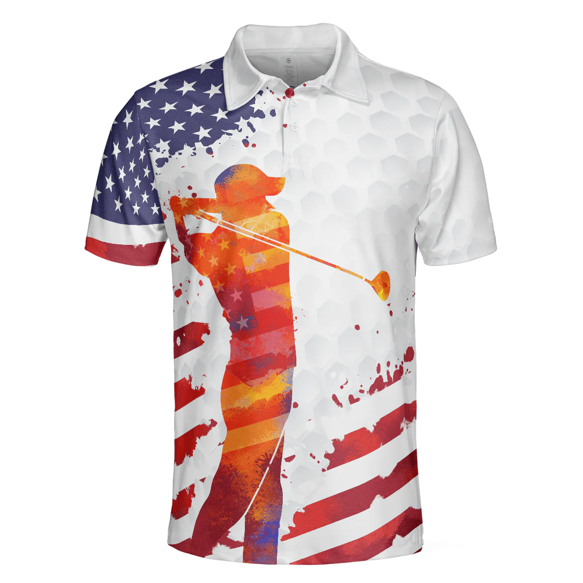 Men Golf Polo Shirt - Golf Swing Abstract with American Flag Men Polo Shirt - Best Gift For Golf Lovers, Golfers - Image 3