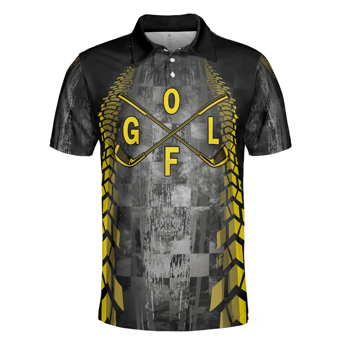 Men Golf Polo Shirt - Golf Yellow Pattern Men Polo Shirt, Checker Pattern Racing Polo Shirt, Best Golf Shirt For Men, Best Gift For Golfers - Image 3