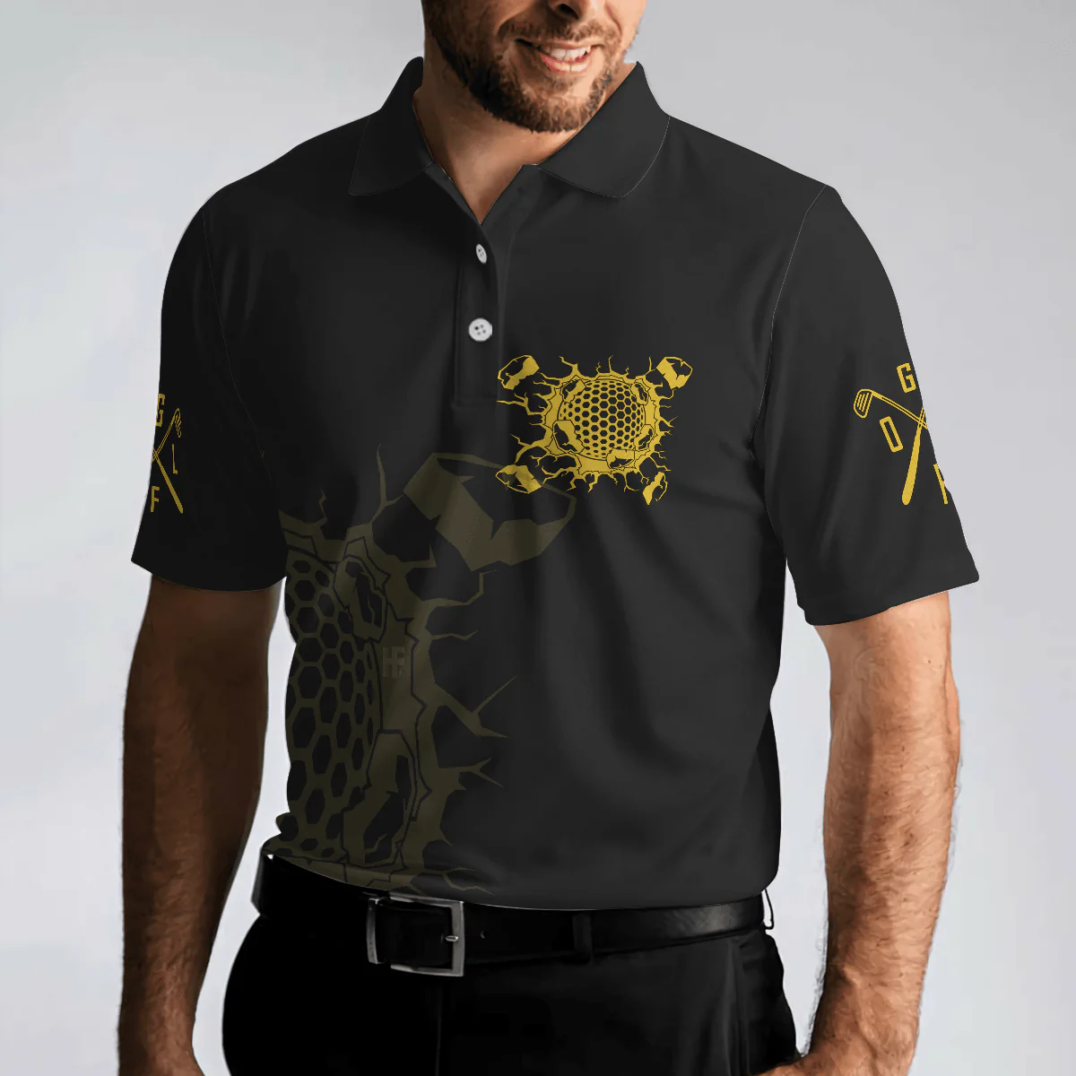 Men Golf Polo Shirt - Golfing Is My Superpower Golf Men Polo Shirt, Black Golf Club Shirt For Male Players, Cool Golf Gift For Men, Best Gift For Golfers - Image 5