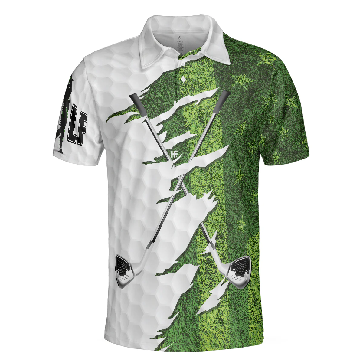 Men Golf Polo Shirt - Green American Flag Men Polo Shirt, Golf Ripped Clubs & Course American Golfer Polo Shirt, Patriotic Golf Shirt For Men - Image 3