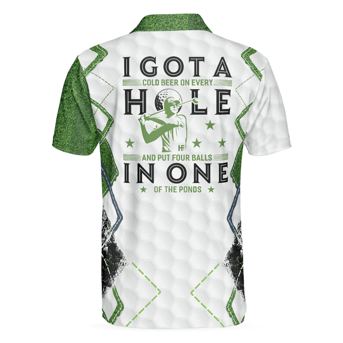 Men Golf Polo Shirt - Green Argyle Golf Men Polo Shirt, I Got A Cold Beer On Every Hole In One Men Golf Polo Shirt - Perfect Polo Shirt For Men - Image 2
