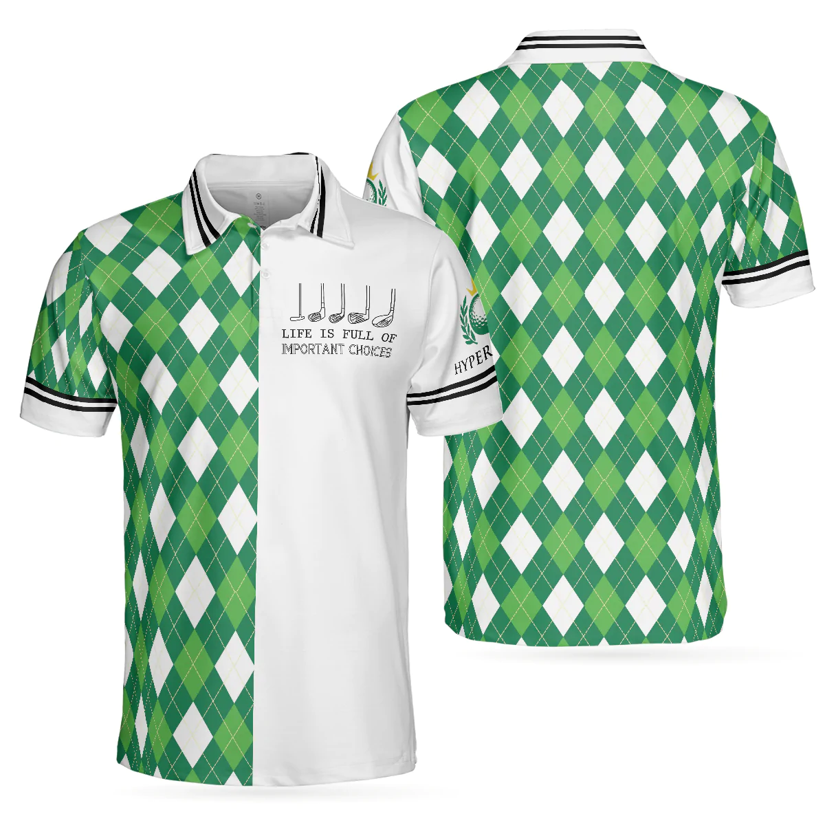 Men Golf Polo Shirt - Green Argyle Pattern Golf Men Polo Shirt, Life Is Full Of Important Choices Shirts For Male, Best Golf Shirts For Hot Weather