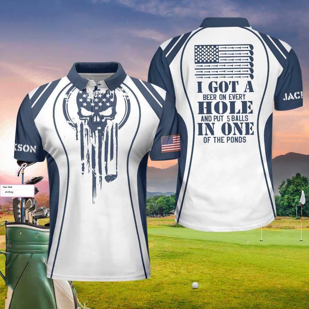 Men Golf Polo Shirt - I Got A Hole In One Golf Custom Polo Shirt, Personalized Skull Golf Shirt For Men, Best Gift For Men, Golf Lover