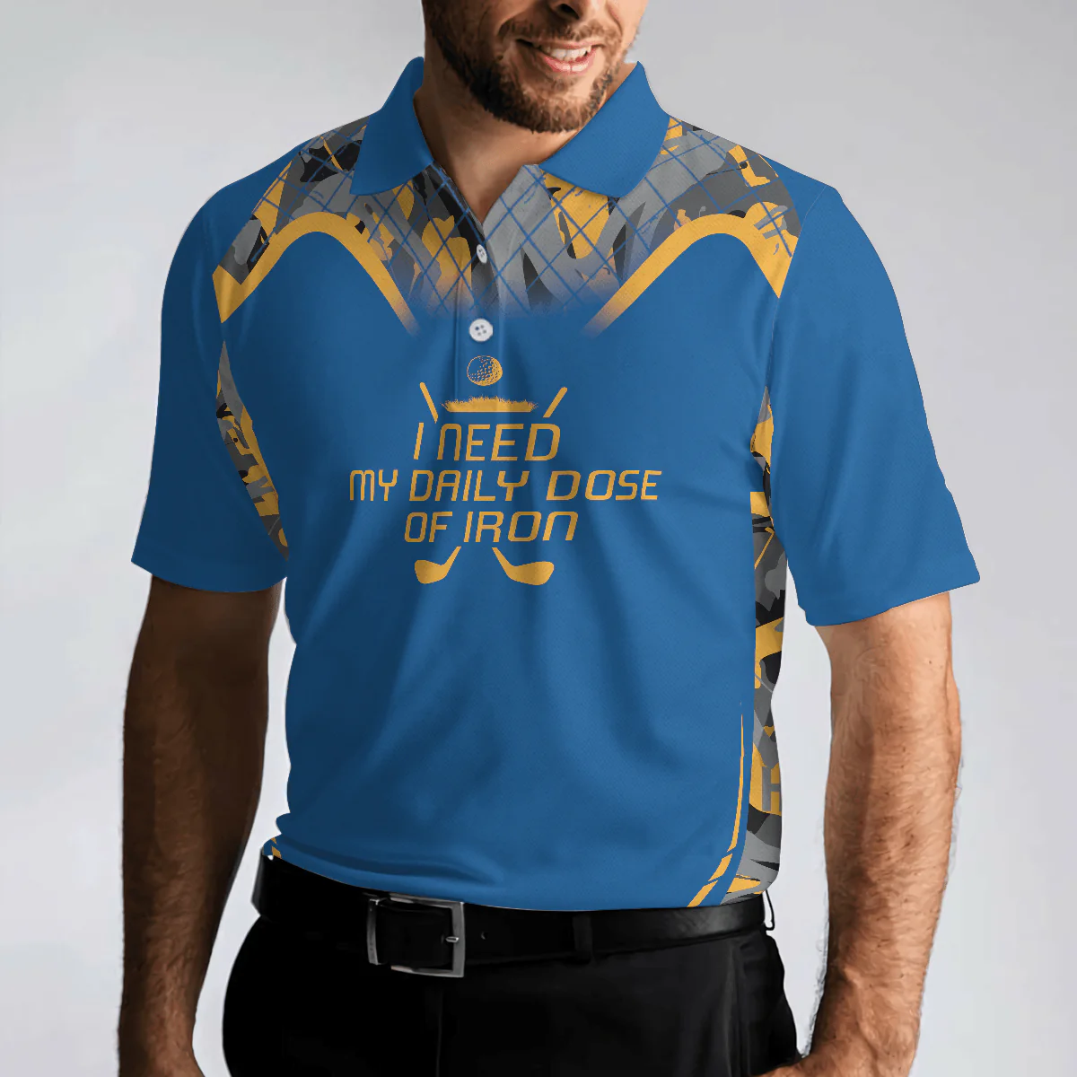 Men Golf Polo Shirt - I Need My Daily Dose Of Iro Polo Shirt, Camouflage Sport Polo Shirt, Best Golf Shirt For Men, Golfers - Image 5