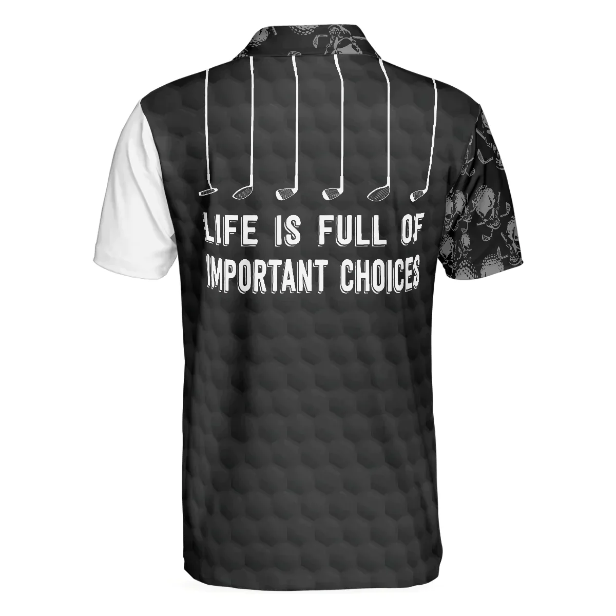 Men Golf Polo Shirt - Life Is Full Of Important Choices, Black And White Skull Men Golf Polo Shirt - Perfect Polo Shirt For Men, Golfers - Image 2